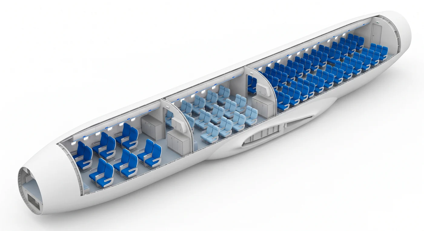 Plano de cabina: Fuselaxe ancha